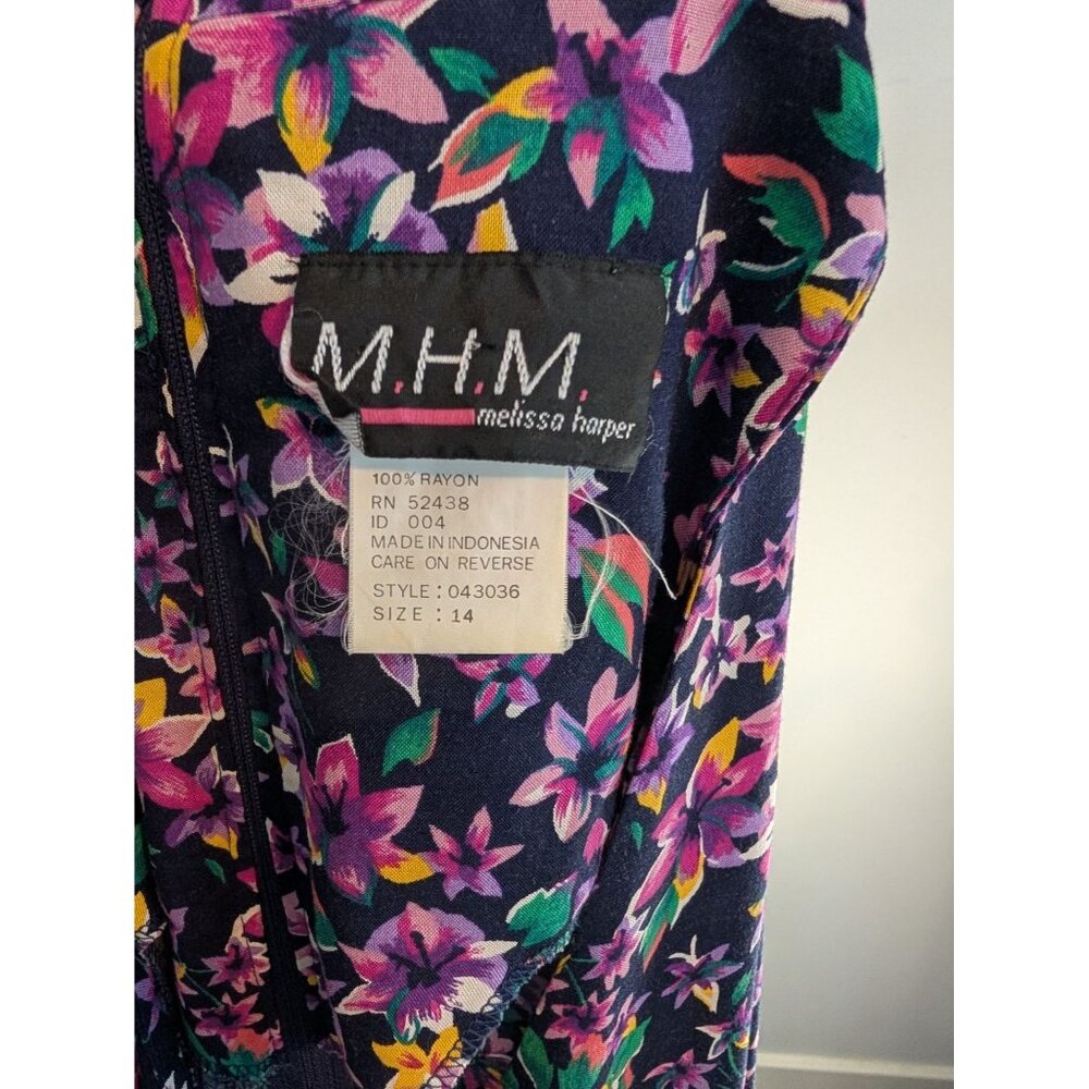 Vintage Melissa Harper Purple Multicolor Floral Halter Neck Wrap Dress - 14 - Picture 6 of 7